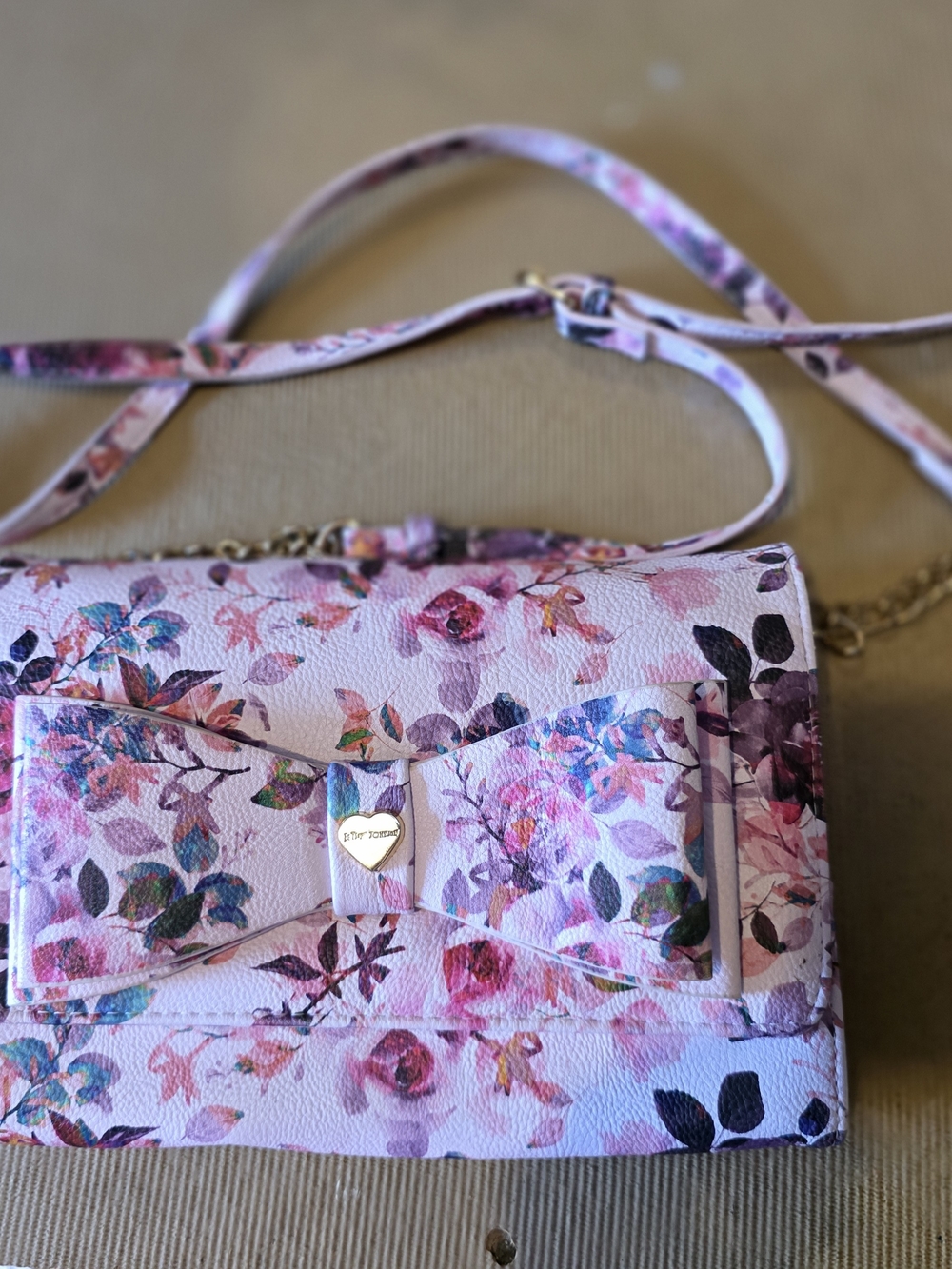 Betsey Johnson Pink Floral Bow Shoulder Bag